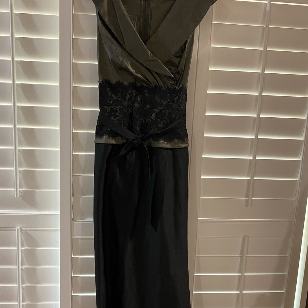 Tadashi Shoji Black and Olive Lace Maxi Dress